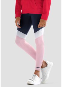Leggings Kangaroos "mit colorblocking Eins&auml;tzen", M&auml;dchen, Gr. 128/134, N-Gr, blau (marine, rosa), Jersey, Obermaterial: 95% Baumwolle, 5% Elasthan, mehrfarbig, schmal lang, Hosen Leggings, mit sch&ouml;nen Kontrasteins&auml;tzen