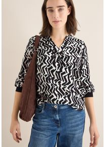 Druckbluse Cecil, Damen, Gr. S (38), light greige, Web, Obermaterial: 100% Viskose, bedruckt, bequem h&uuml;ftbedeckend, V-Ausschnitt, B&uuml;ndchen kontrastfarben, Blusen Druckbluse, Print-Bluse mit Tape und grafischem Muster