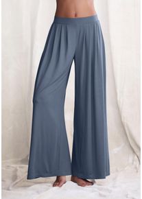 Schlupfhose Lascana "Extra Weit", Damen, Gr. 36/38, N-Gr, blau (jeans), Single Jersey, Obermaterial: 93% Polyester, 7% Elasthan, unifarben, weit lang, Hosen Schlupfhose, mit extraweit geschnittenen Beinen