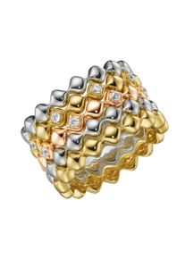 Silberring "Ring 5-teilig mit Zirkonia, tricolor, Silber 925" Gr. 58, bunt (silber, ros&eacute; vergoldet, silber vergoldet), Giorgio Martello MILANO, Fingerringe, Damen, 58, Silber 925 (Sterlingsilber), Silberring