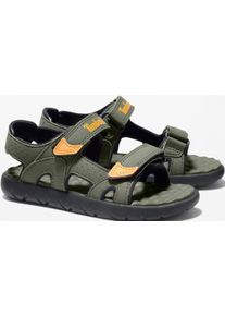 Sandale Timberland "PERKINS ROW BACKSTRAP SANDAL", M&auml;dchen, Gr. 30, gr&uuml;n (khaki), Synthetik, Schuhe Sandale, mit Klettverschlu&szlig;