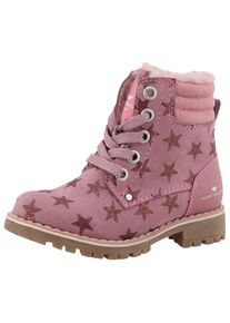 Winterboots Tom Tailor, M&auml;dchen, Gr. 34, rosa (altrosa), Lederimitat, Textil, Glitzer, Schuhe Winterboots, Blockabsatz, Schn&uuml;rboots, Outdoorschuh mit TEX-Membran