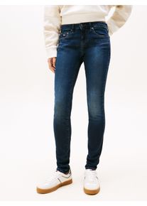 Skinny-fit-Jeans Tommy Jeans "LW SKN CH12", Damen, Gr. 25, L&auml;nge 30, blau (denim schwarz), Denim/Jeans, Obermaterial: 98% Baumwolle, 2% Elasthan, unifarben, skinny fit, Jeans Skinny-fit-Jeans, mit Logo-Badge, Logstickerei