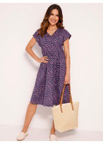 Sommerkleid "Sommerkleid", Damen, Gr. 36/38, Normalgr&ouml;&szlig;en, lila (violett, marine, bedruckt), 100% Baumwolle, gemustert, mehrfarbig, lang, V-Ausschnitt, Kleider Sommerkleid