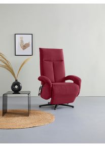 Sit & More TV-Sessel SIT & MORE "Tycoon", rot (bordeaux), B:74cm H:112cm T:82cm, 100% Polyester, Sessel, TV-Sessel, wahlweise manuell, mit zwei Motoren oder mit Akku oder mit 2 Motoren