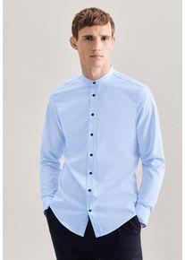 Businesshemd Seidensticker "Schwarze Rose", Herren, Gr. M (40), normale &Auml;rmell&auml;ngen, blau (hellblau), 100% Baumwolle, unifarben, slim fit, 2-Knopf-Manschette, Hemden Businesshemd, Slim 1/1 Stehkragen Uni