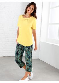 Schlupfhose, Damen, Gr. 40, Normalgr&ouml;&szlig;en, bunt (marine, salbei, bedruckt), 100% Baumwolle, gemustert, 7/8-L&auml;nge, Hosen Schlupfhose