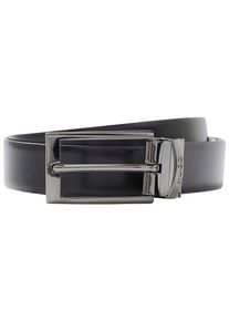 Lederg&uuml;rtel Hugo, Damen, Gr. 120, schwarz, Leder, unifarben, G&uuml;rtel Lederg&uuml;rtel, Wendeg&uuml;rtel mit Logo-Pr&auml;gung auf silberner Metall-Schlaufe