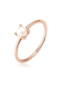 Perlenring Elli "Ring S&uuml;&szlig;wasserperle Wei&szlig; Rund 925 Sterling Silber" Gr. 58, rosa (rosegold), Fingerringe, Damen, 58, ohne Stein, Silber 925 (Sterlingsilber), 5mm, Perlenring