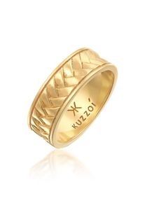 Silberring Kuzzoi "Ring Herren Bandring Used Vintage Retro 925 Silber" Gr. 56, gold, Fingerringe, Herren, 56, Silber 925 (Sterlingsilber), Silberring