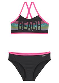 Bustier-Bikini Bench., Kinder, Gr. 146/152, N-Gr, schwarz, Polyamid, Bikini-Sets Bustier-Bikini, mit pinken Kontrastpaspeln, Topseller
