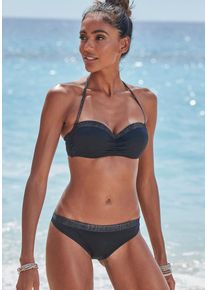 B&uuml;gel-Bandeau-Bikini JETTE, Damen, Gr. 40, Cup B, schwarz, Polyamid, Glitzerf&auml;den, unifarben, Bikini-Sets B&uuml;gel-Bandeau-Bikini, mit glitzernden Eins&auml;tzen