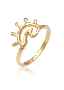Silberring Elli "Ring Sonnenaufgang Wellen Motiv Sommer 925 Silber" Gr. 56, gold, Fingerringe, Damen, 56, Silber 925 (Sterlingsilber), Silberring