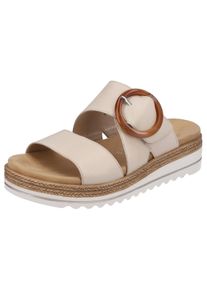 Pantolette REMONTE, Damen, Gr. 36, beige (creme), Leder, Schuhe Pantolette, Keilabsatz, Sommerschuh, Schlappen mit Zierschnalle, Topseller