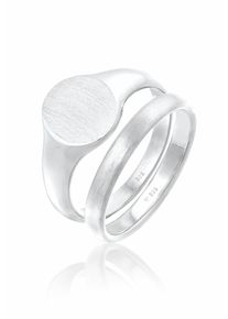 Siegelring Kuzzoi "Ring Herren Siegelring Basic Bandring 2er Set 925 Silber" Gr. 66, silber, Fingerringe, Herren, 66, ohne Stein, Silber 925 (Sterlingsilber), 11mm, Siegelring