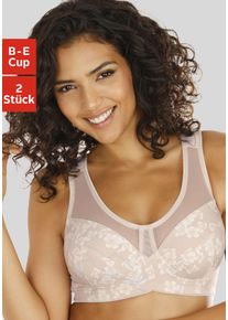 Entlastungs-BH Nuance, Damen, Gr. 11,5, Cup C, rosa (puder, bedruckt, puder), Microtouch, Obermaterial: 75% Polyamid, 25% Elasthan, BHs Entlastungs-BH, ohne B&uuml;gel mit h&uuml;bschen Netzeins&auml;tzen