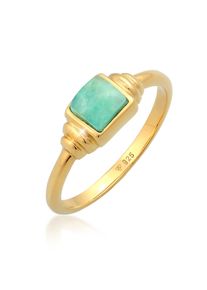 Silberring Elli Premium "Ring Amazonit Edelstein Quadrat Vintage 925 Silber" Gr. 56, gold, Fingerringe, Damen, 56, Silber 925 (Sterlingsilber), Silberring