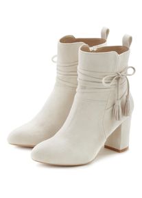 Stiefelette Lascana, Damen, Gr. 36, beige, Obermaterial: 100% Textilmaterial. Decksohle: 100% Lederimitat. Futter: 100% Textilmaterial. Laufsohle: 100% Synthetik, unifarben, festlich, Schuhe Stiefelette, mit Blockabsatz, High-Heel-Stiefelette, Ankle Boots, Stiefel
