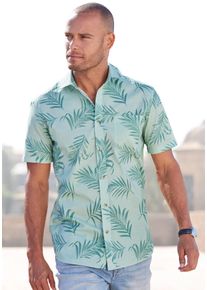 Hawaiihemd John Devin "Regular fit", Damen, Gr. M (39/40), N-Gr, gr&uuml;n (hellgr&uuml;n, gr&uuml;n), Web, Obermaterial: 100% Baumwolle, gemustert, regular fit, Rundhals, abgesteppte Kante, Hemden Hawaiihemd, Kurzarm, Freizeithemd mit Palmenprint aus reiner Baumwolle