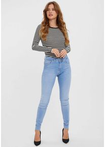 V&eacute;ro Moda Skinny-fit-Jeans VERO MODA "VMLUX MR SLIM JEANS RI371", Damen, Gr. L (40), L&auml;nge 34, light blau denim, Denim/Jeans, Obermaterial: 92% Baumwolle, 6% Elastomultiester, 2% Elasthan, Basic, extraeng, Jeans Skinny-fit-Jeans