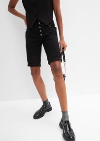 Bermudas bonprix, Damen, Gr. 50, N-Gr, schwarz, Obermaterial: 97% Baumwolle, 3% Elasthan, regular fit, Hosen Bermudas, aus elastischem Baumwoll-Mix, Regular Fit Passform, hohe Taille