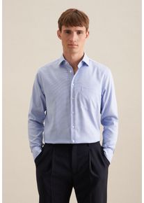 Businesshemd Seidensticker "Schwarze Rose", Herren, Gr. L (42), normale &Auml;rmell&auml;ngen, blau (mittelblau), 100% Baumwolle, Strukturmuster, unifarben, skinny fit, 2-Knopf-Manschette, Hemden Businesshemd, X-Slim 1/1 Kentkragen Struktur