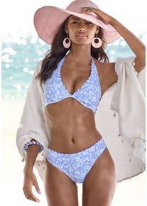 B&uuml;gel-Bikini-Top Vivance "Leni", Damen, Gr. 36, Cup E, blau (himmelblau, wei&szlig;), Microfaser, bedruckt, floral, Bikini-Oberteile B&uuml;gel-Bikini-Top, mit gelaserter Wellenkante