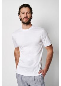 T-Shirt DESOTO "Jersey T-Shirt Rundhalsausschnitt halbarm", Herren, Gr. M, wei&szlig; (wei&szlig; solid), Jersey, Obermaterial: 100% Baumwolle, unifarben, slim fit normal, Rundhals, eingesetzt abgesteppte Kante, Shirts T-Shirt, Mit Rundhalsausschnitt, Strech-Qualit&auml;t