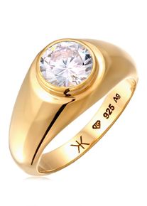 Partnerring Kuzzoi "Ring Zirkonia Wei&szlig; 925 Sterling Silber" Gr. 60, gold, Fingerringe, Damen, 60, Silber 925 (Sterlingsilber), Partnerring