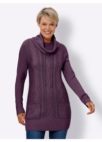 Longpullover Classic Basics "Longpullover", Damen, Gr. 56, lila (traube), 100% Polyacryl, gemustert, unifarben, Pullover Longpullover