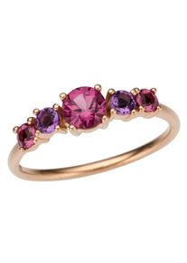 Goldring Firetti "Schmuck Geschenk Gold 333 Damenring Goldring Edelstein Farbstein" Gr. 18, pink (rotgoldfarben, pink, lila), Fingerringe, Damen, 18, Ros&eacute;gold 333, 5mm, Goldring, mit Amethyst, Rhodolith