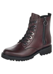 Schn&uuml;rstiefelette Remonte, Damen, Gr. 39, rot (dunkelrot), Leder, used, Schuhe Schn&uuml;rstiefelette, Blockabsatz, Stiefelette, Schn&uuml;rboots, Flats im Used Look