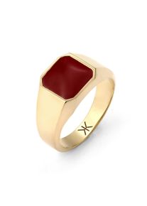 Siegelring Kuzzoi "Ring Siegelring Quadrat Emaille Rot 925 Sterling Silber" Gr. 54, gold, Fingerringe, Herren, 54, Silber 925 (Sterlingsilber), Siegelring