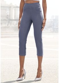 H.I.S. Caprihose H.I.S, Damen, Gr. 48/50, N-Gr, blau (jeans blau), Obermaterial: 70% Baumwolle, 25% Polyester, 5% Elasthan, unifarben, Basic, Hosen Caprihose, im Schlupfhosen Style