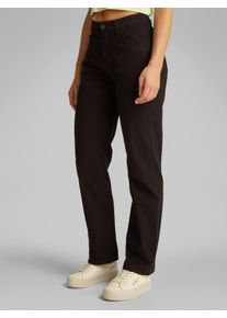 Stretch-Hose Calvin Klein Jeans "STRETCH HIGH RISE STRAIGHT PANT", Damen, Gr. 27, N-Gr, schwarz (ck schwarz), Web, Obermaterial: 60% Baumwolle, 38% Lyocell, 2% Elasthan, unifarben, straight fit normal, Hosen Stretch-Hose, aufgesetzte Taschen, 1-Knopf-Form