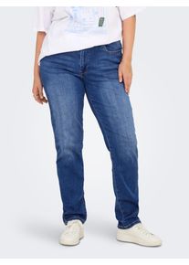 Slim-fit-Jeans Only CARMAKOMA "CARSUI MID SLIM DNM DIA364", Damen, Gr. 50, L&auml;nge 32, blau (medium blau denim), Denim/Jeans, Obermaterial: 95% Baumwolle, 3% Polyester, 2% Elasthan, unifarben, slim fit, Jeans Slim-fit-Jeans