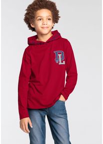Kapuzenshirt DELMAO "f&uuml;r Jungen", Herren, Gr. 176/182, rot, Single Jersey, Obermaterial: 100% Baumwolle, bedruckt, Basic, Shirts Kapuzenshirt, Langarm, trendiger Druck, ideal f&uuml;r l&auml;ssige und sportliche Outfits