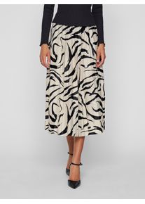 Plisseerock Vila "VINITBAN PRINT SKIRT - NOOS", Damen, Gr. L (40), birch aop:marble swirl, Web, Obermaterial: 96% Polyester, 4% Elasthan, bedruckt, regular fit wadenlang, R&ouml;cke Plisseerock