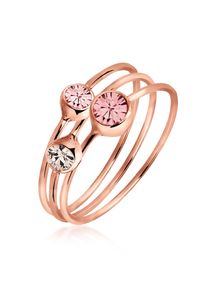 Ring-Set Elli "Ring Set Kristalle Rose 925 Sterling Silber Ros&eacute;-vergoldet" Gr. 54, rosa, Fingerringe, Damen, 54,mit Stein, Silber 925 (Sterlingsilber), 4mm, Ring-Set