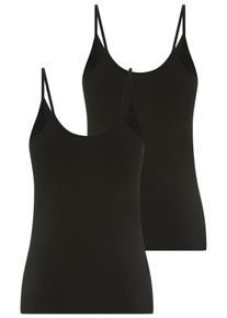 Spaghettitop YSABEL MORA, Damen, Gr. S, schwarz, Single Jersey, Obermaterial: 95% Baumwolle, 5% Elasthan, figurbetont h&uuml;ftlang, V-Ausschnitt, Tops Spaghettitop, Baumwollmix, elastisch, atmungsaktiv, weich