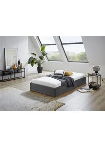Polsterbett "Osaka", grau (anthrazit), B:105cm L:205cm, Bezug: Glanzvelours 100% Polyester, Polsterung: Polsterwatte 100% Polyester, Gestell: Holzwerkstoff, Westfalia Schlafkomfort, Betten, Polsterbett, auch ohne Matratze erh&auml;ltlich oder in H2,H3 und H4 erh&auml;ltich