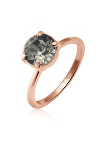 Silberring Elli "Ring Solit&auml;r Kristalle 925 Silber vergoldet" Gr. 58, grau, Fingerringe, Damen, 58, Silber 925 (Sterlingsilber), Silberring