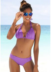 Triangel-Bikini-Top s.Oliver "Spain", Damen, Gr. 40, Cup A/B, lila, Microfaser, Microfaser, unifarben, Bikini-Oberteile Triangel-Bikini-Top, mit Raffung und Doppeltr&auml;ger