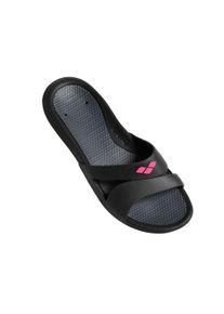 Badeschuh arena "Nina Pool Slides", Damen, Gr. 40, schwarz (schwarz, schwarz_g), Obermaterial: 45% Polyester, 35% PVC, 20% Polyurethan, Schuhe Badeschuh