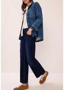 7/8-Jeans Cecil "Style CE_Neele", Damen, Gr. 27, L&auml;nge 32, blau (dunkelblau wash), Denim/Jeans, Obermaterial: 76% Baumwolle, 22% Polyester, 2% Elasthan. Futter: 52% Polyester, 48% Baumwolle, loose fit kn&ouml;chelfrei, Jeans 7/8-Jeans, Loose Fit mit modischen Wide Legs