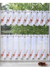 Panneaux Stickereien Plauen "Herbstbl&auml;tter" Gr. 10, bunt (rot, gelb, wei&szlig;), B:210cm H:50cm, Voile, Polyester, Gardinen, Panneaux, Kurzgardine "Herbstbl&auml;tter"