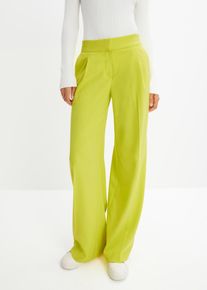 Marlene-Hose bonprix "Marlenehose", Damen, Gr. 48, N-Gr, gr&uuml;n (limettengr&uuml;n), Obermaterial: 66% Polyester, 33% Viskose, 1% Elasthan, regular fit, Hosen Marlene-Hose, aus Polyester, Viskose und Elasthan, Regular Fit, weites Bein