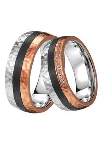 Trauring DOOSTI "Schmuck Geschenk Edelstahl Trauring Ehering Partnerring LIEBE" Gr. 56, rosa (edelstahlfarben, ros&eacute;goldfarben, schwarz), Fingerringe, Damen, 56,mit Zirkonia, Carbon Edelstahl, 7mm, Carbon, Edelstahl, Trauring, wahlweise mit oder ohne Zirkonia