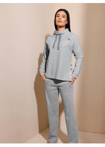 Hausanzug Hajo, Damen, Gr. 48/50, grau (grau, meliert), 54% Baumwolle, 45% Polyester, 1% Elasthan, Hose:62% Baumwolle, 38% Polyester, Homewear-Sets Hausanzug
