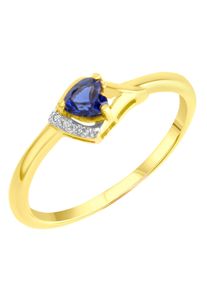 Fingerring Firetti "Schmuck Geschenk Silber 925 Silberring Herz" Gr. 62, blau (gelbgoldfarben, silberfarben, blau, kristallwei&szlig;), Fingerringe, Damen, 62, Silber 925 (Sterlingsilber), 1,5mm, Fingerring, mit Saphir (synth.), Zirkonia (synth.)